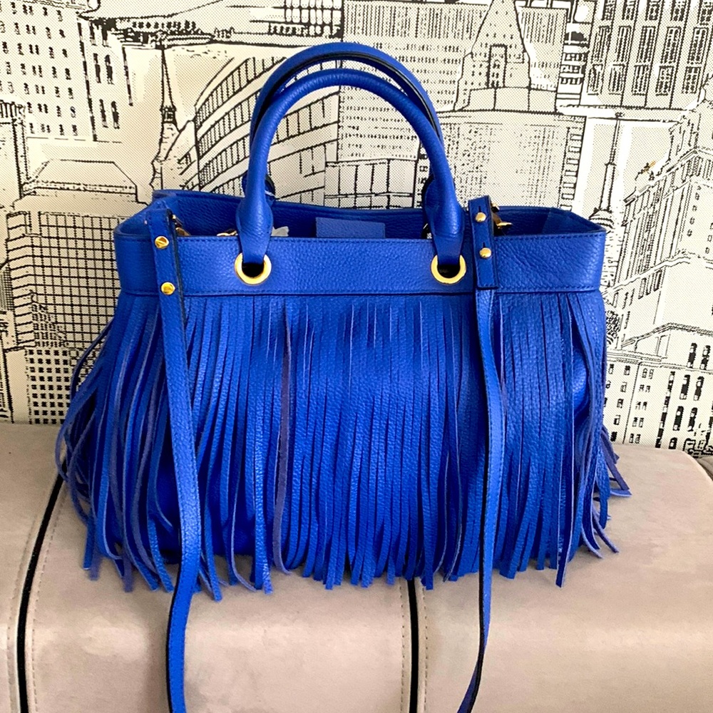 Milly NWT Cobalt Blue Fringe Crossbody Satchel/Bag